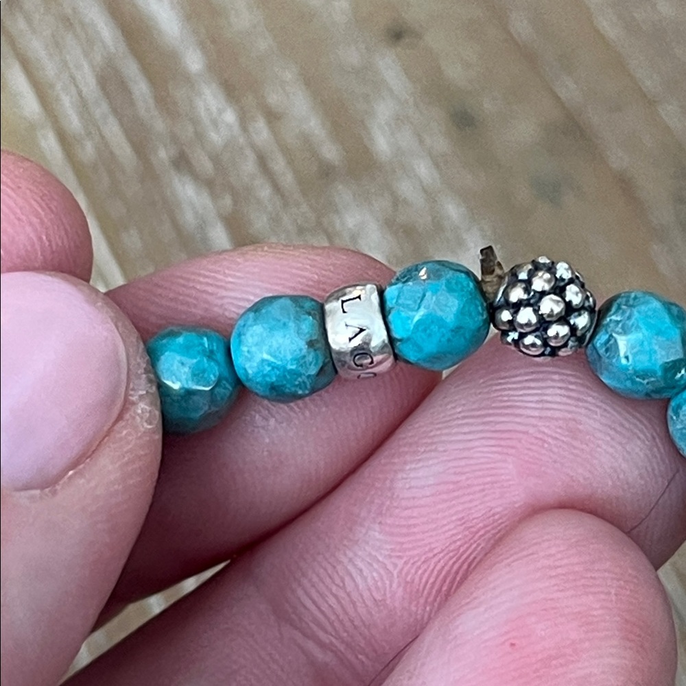 LAGOS Signature Caviar Five Station Sterling Turquoise Bead Bracelet - Picture 6 of 9